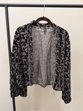 Winter Kate Velvet Burnout Jacket in Gray and Black
